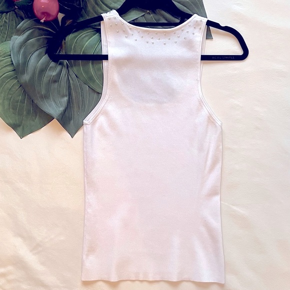 Dolce & Fabuloso White Embellished Scoop Neck Stretchy Tank Top S (Women’s) - Picture 2 of 7